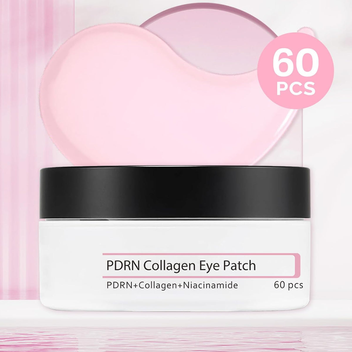 PDRN Collagen under Eye Gel Patches 60 Pieces - Eye Patches for Dark Circles, Puffiness & Wrinkle Appearance, Niacinamide Infused Gel for Daily Revitalizing Care