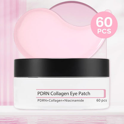 PDRN Collagen under Eye Gel Patches 60 Pieces - Eye Patches for Dark Circles, Puffiness & Wrinkle Appearance, Niacinamide Infused Gel for Daily Revitalizing Care
