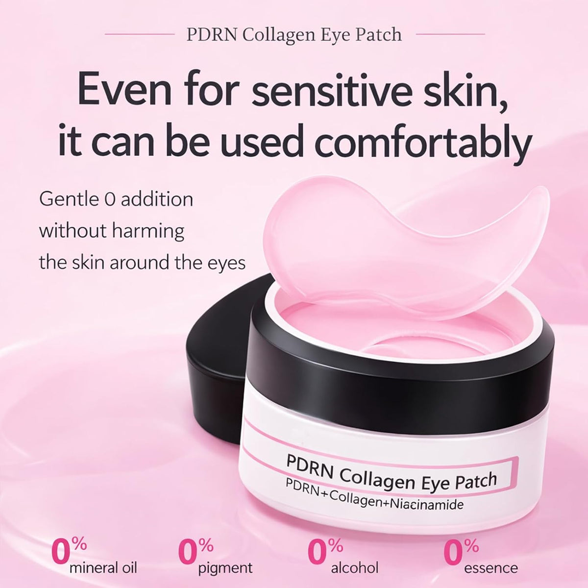PDRN Collagen under Eye Gel Patches 60 Pieces - Eye Patches for Dark Circles, Puffiness & Wrinkle Appearance, Niacinamide Infused Gel for Daily Revitalizing Care
