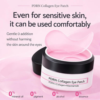 PDRN Collagen under Eye Gel Patches 60 Pieces - Eye Patches for Dark Circles, Puffiness & Wrinkle Appearance, Niacinamide Infused Gel for Daily Revitalizing Care